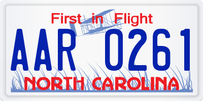 NC license plate AAR0261