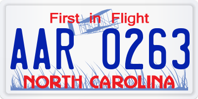 NC license plate AAR0263