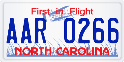 NC license plate AAR0266