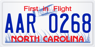 NC license plate AAR0268