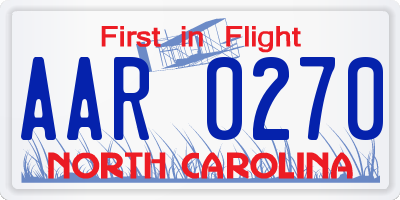 NC license plate AAR0270