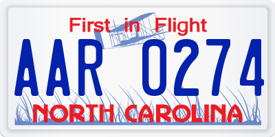 NC license plate AAR0274