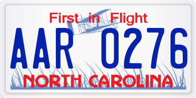 NC license plate AAR0276