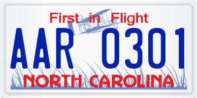 NC license plate AAR0301