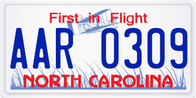 NC license plate AAR0309