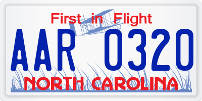 NC license plate AAR0320