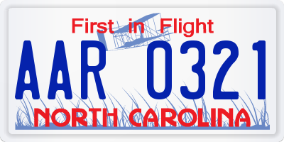 NC license plate AAR0321