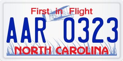 NC license plate AAR0323