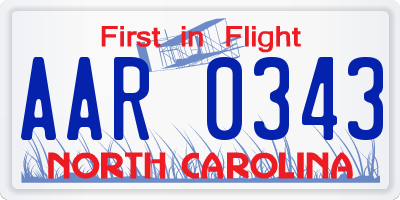 NC license plate AAR0343
