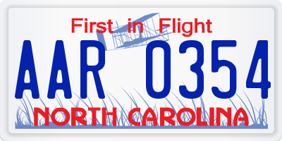 NC license plate AAR0354