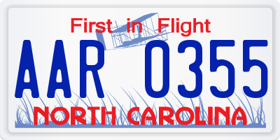 NC license plate AAR0355