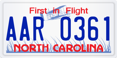 NC license plate AAR0361