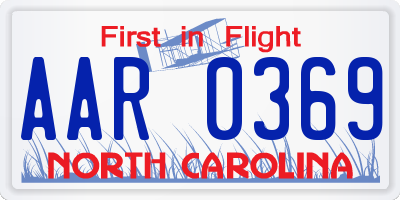 NC license plate AAR0369