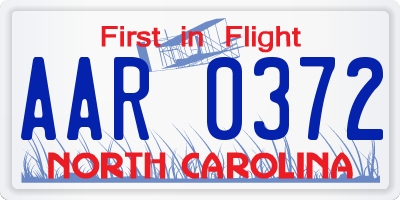 NC license plate AAR0372
