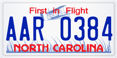 NC license plate AAR0384