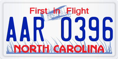 NC license plate AAR0396