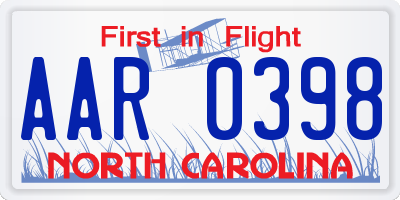 NC license plate AAR0398