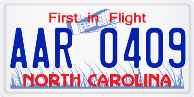 NC license plate AAR0409