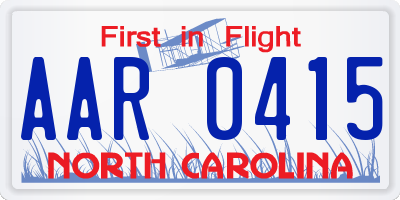 NC license plate AAR0415