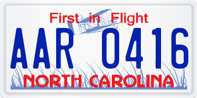 NC license plate AAR0416