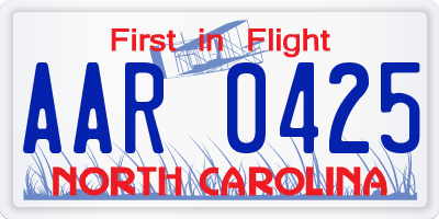 NC license plate AAR0425