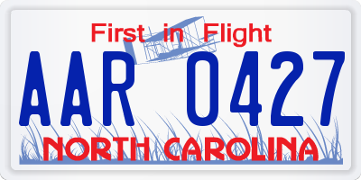 NC license plate AAR0427