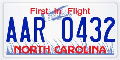 NC license plate AAR0432