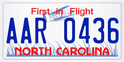 NC license plate AAR0436