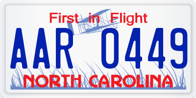 NC license plate AAR0449