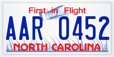 NC license plate AAR0452
