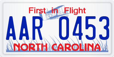 NC license plate AAR0453