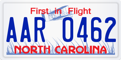 NC license plate AAR0462