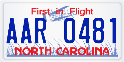 NC license plate AAR0481