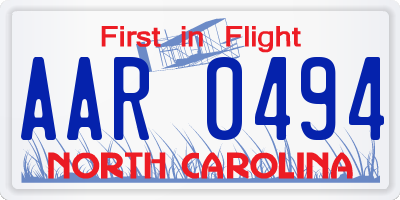 NC license plate AAR0494