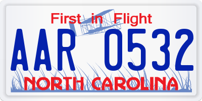 NC license plate AAR0532