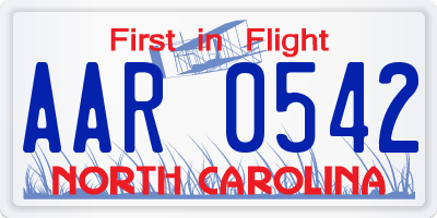 NC license plate AAR0542