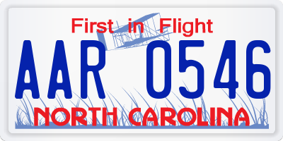 NC license plate AAR0546