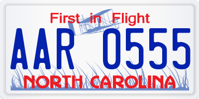 NC license plate AAR0555
