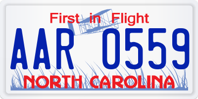 NC license plate AAR0559