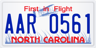 NC license plate AAR0561