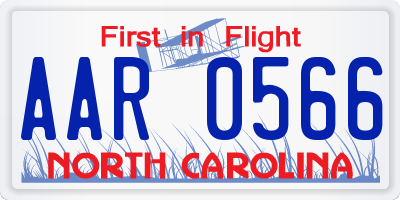 NC license plate AAR0566