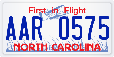 NC license plate AAR0575