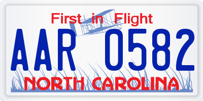 NC license plate AAR0582