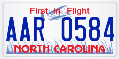 NC license plate AAR0584