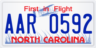 NC license plate AAR0592