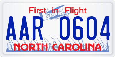NC license plate AAR0604