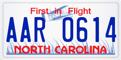 NC license plate AAR0614
