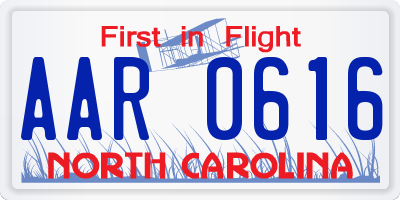 NC license plate AAR0616
