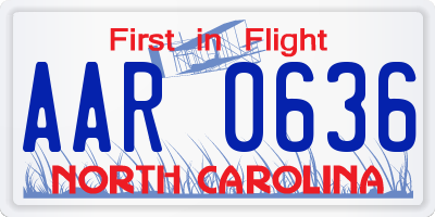NC license plate AAR0636