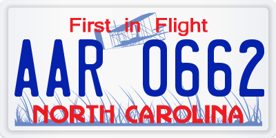 NC license plate AAR0662